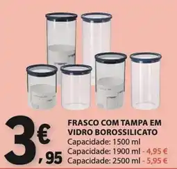 E.Leclerc Frasco com tampa em vidro borossilicato promoção