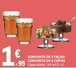 E.Leclerc Conjunto de 3 taças/ conjunto de 6 copos promoção