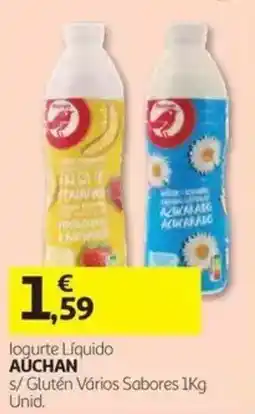 Auchan logurte líquido auchan s/ glutên vários sabores promoção