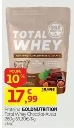 Auchan Proteína goldnutrition total whey chocolat-avela promoção
