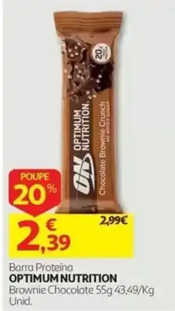 Auchan Barra Proteína Optimum Nutrition Brownie Chocolate promoção