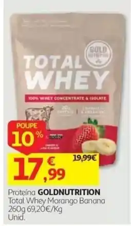 Auchan Proteína goldnutrition total whey morango banana promoção