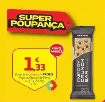 Auchan Barra Energy Crunch Prozis Pepitas Chocolate Preto promoção
