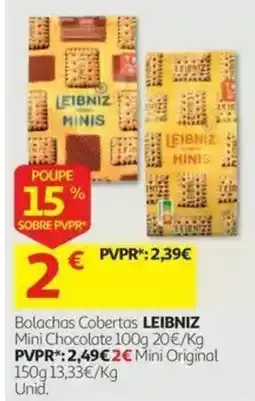 Auchan Bolachas Cobertas Leibniz Mini Chocolate promoção