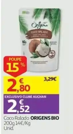 Auchan Coco Ralado Origens Bio promoção