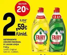 Intermarché Fairy - detergente líquido manual para lavar loica limão promoção