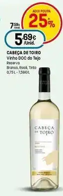 Intermarché Cabeça de toiro - vinho doc do tejo reserva branco promoção