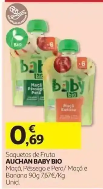 Auchan Saquetas de Fruta Auchan Baby Bio promoção