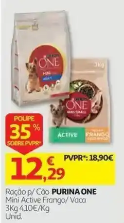 Auchan Ração p/ Cão Purina One Mini Active Frango/Vaca promoção
