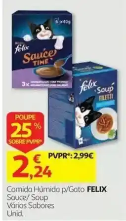 Auchan Comida Húmida p/Gato FELIX Sauce/Soup Vários Sabores promoção