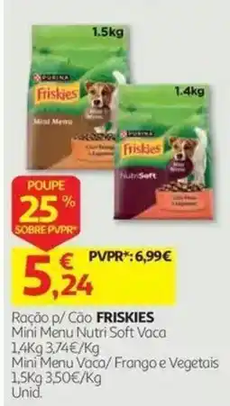 Auchan Ração p/ Cão FRISKIES Mini Menu Nutri Soft Vaca promoção