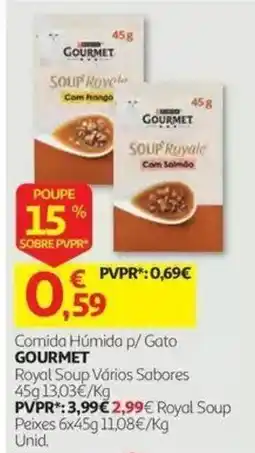 Auchan Comida Húmida p/ Gato Gourmet Royal Soup Vários Sabores promoção