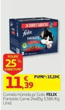 Auchan comida húmida p/ gato felix fantastic carne promoção