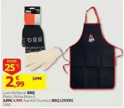 Auchan Luva barbecue bbq preta/ aktive branca avental churrasco bbq lovers promoção