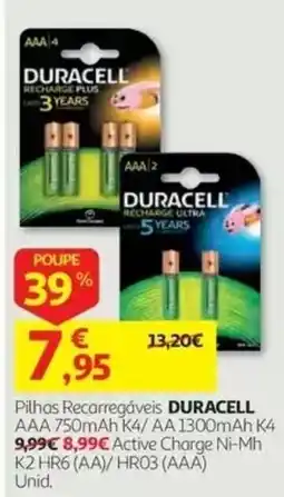 Auchan Pilhas Recarregáveis Duracell promoção