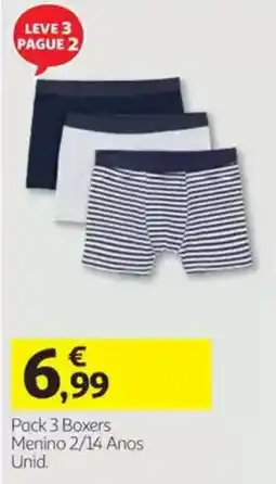 Auchan Pack 3 Boxers Menino 2/14 Anos Unid. promoção