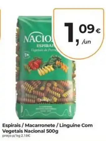 Espiralis macarronete linguine com vegetais nacional