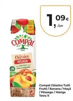 Aqui é fresco Compal clássico tutti frutti / banana / maçã / pêssego / manga promoção
