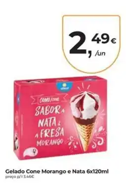 Aqui é fresco Gelado Cone Morango e Nata promoção