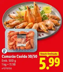 Lidl Camarão Cozido 30/50 promoção