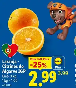 Lidl Laranja - Citrinos do Algarve IGP promoção