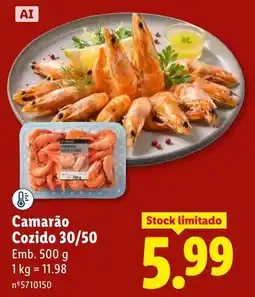 Lidl Camarão Cozido 30/50 promoção