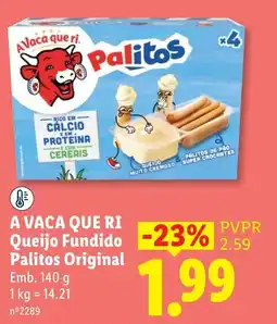 Lidl A vaca que ri queijo fundido palitos original promoção
