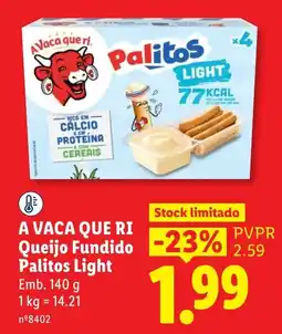 Lidl A vaca que ri queijo fundido palitos light promoção