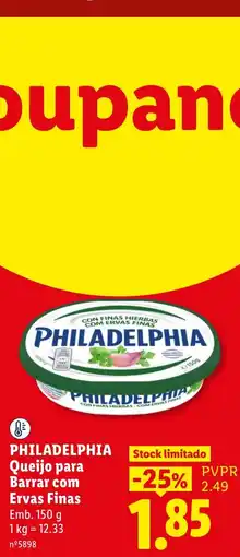 Lidl philadelphia queijo para barrar com ervas finas promoção