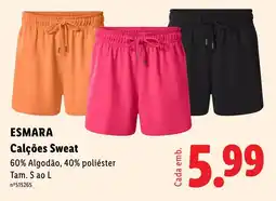 Lidl Esmara calções sweat promoção