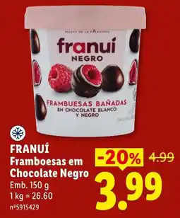 Lidl Franuí Framboesas em Chocolate Negro promoção