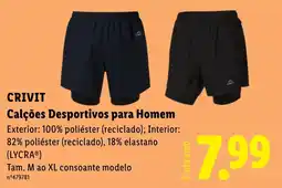 Lidl Crivit calções desportivos para homem promoção
