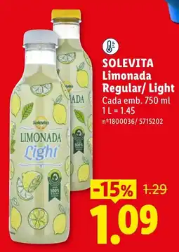 Lidl Solevita limonada light promoção