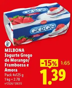 Lidl milbona iogurte grego de morango/framboesa e amora promoção