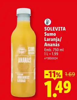 Lidl Solevita Sumo Laranja/Ananás promoção