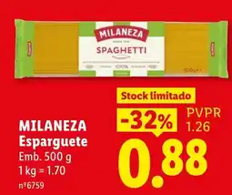 Lidl milaneza esparguete promoção