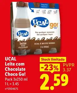 Lidl Ucal leite com chocolate choco go! promoção
