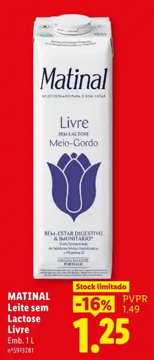 Lidl Matinal Leite sem Lactose Livre promoção