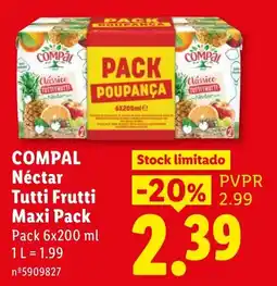 Lidl Compal néctar tutti frutti maxi pack promoção