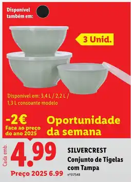 Lidl silvercrest conjunto de tigelas com tampa promoção