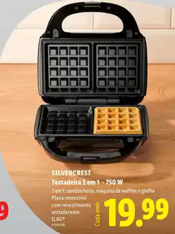 Lidl silvercrest tostadeira 3 em 1 - 750 w promoção