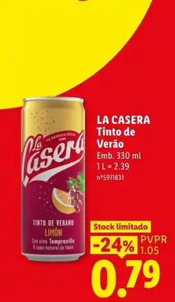 Lidl La Casera Tinto de Verano Limón promoção