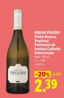 Lidl Adega de Pegões Vinho Branco Regional Península de Setúbal Colheita Selecionada promoção