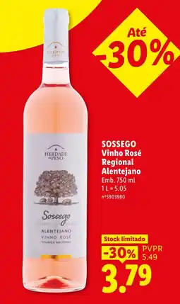 Lidl Sossego Vinho Rosé Regional Alentejano promoção
