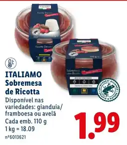 Lidl italiamo sobremesa de ricotta promoção