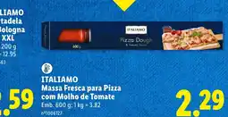 Lidl italiamo massa fresca para pizza com molho de tomate promoção