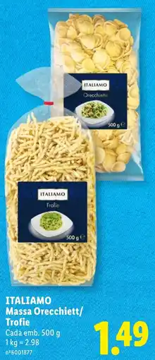 Lidl italiamo massa orecchiett/ trofie promoção