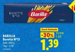 Lidl Barilla Bavette N°13 promoção