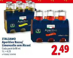 Lidl italiamo aperitivo rosso/limoncello sem álcool promoção