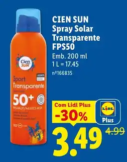 Lidl Cien Sun spray solar transparente promoção